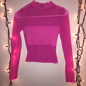 Fashion Nova hot pink Mesh long sleeve